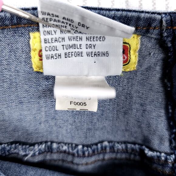 Y2K Vintage Gasoline Jeans Womens 11 Blue Embroidered Flare‎ Bootcut Low Rise - Picture 9 of 14